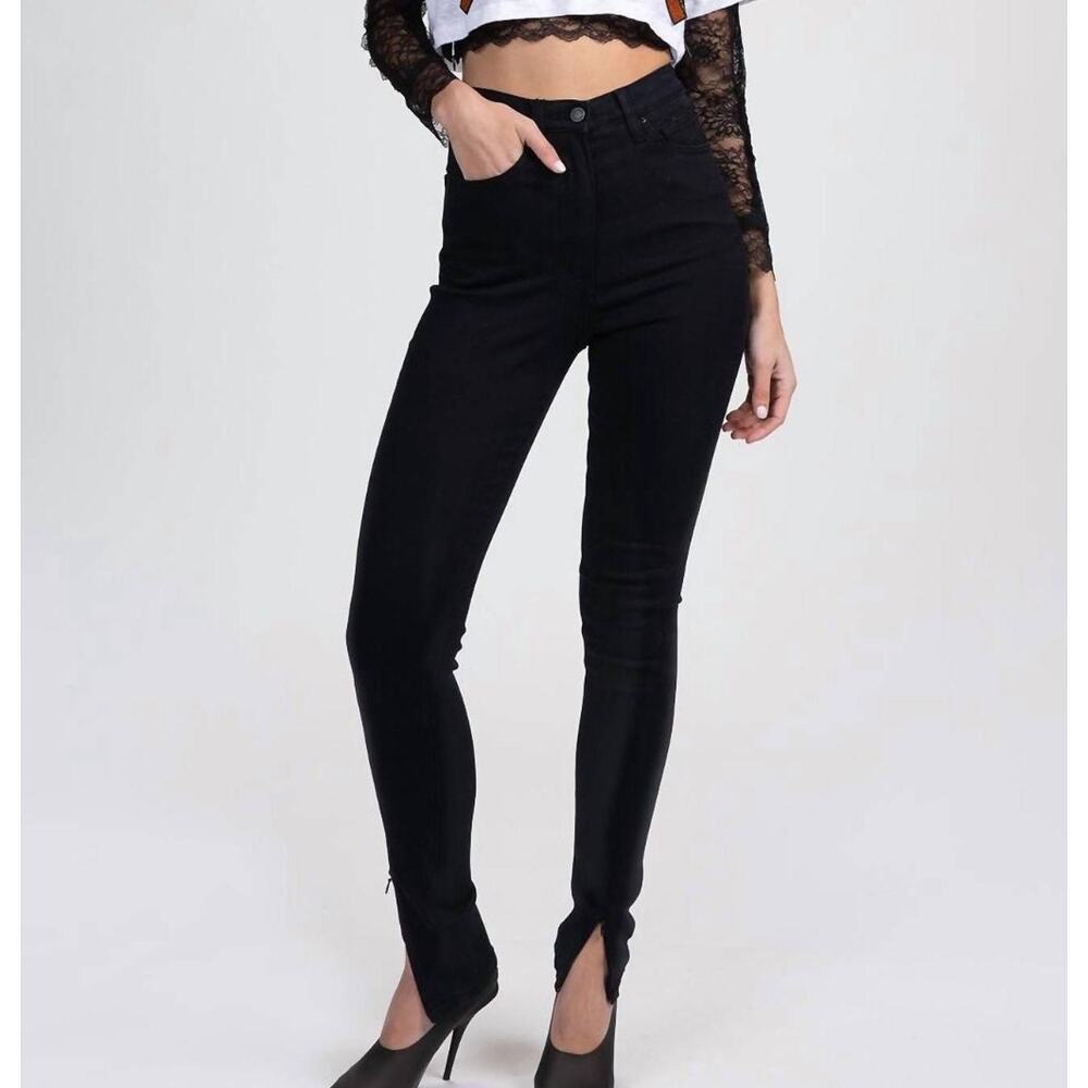 New womans wewotewhat black high rise skinny zip hem jeans size 24